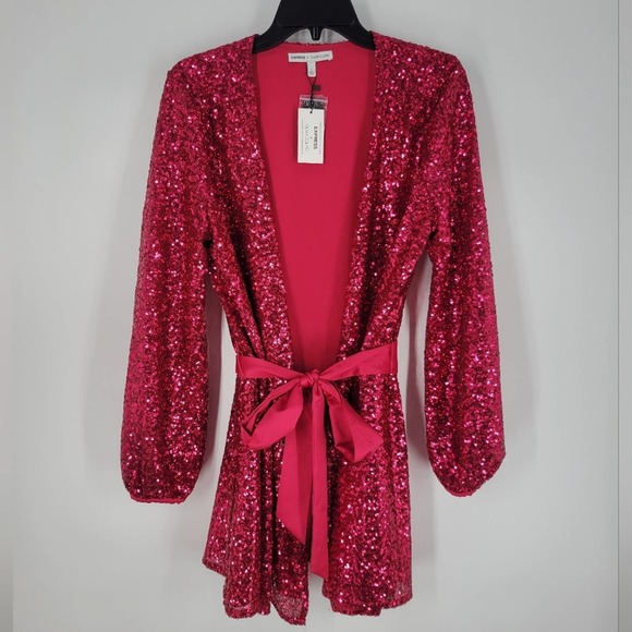 Express Pink Sequin Mini Dress - Picture 3 of 14